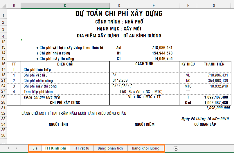 File Dự Toán Nhà Văn Phòng Phương Án Móng Băng